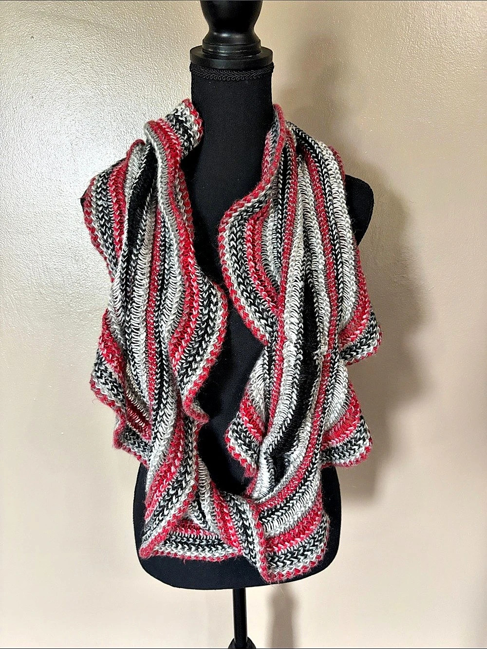 Maurices Striped Knit Infinity Scarf in Red & Black